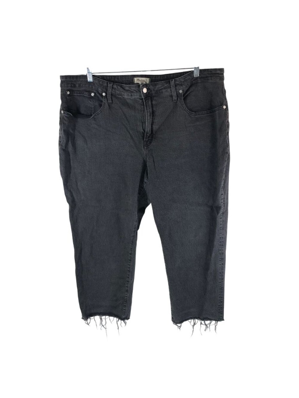 Madewell Womens Curvy Perfect Vintage Straight Jeans Black 24W Frayed Hem